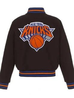 NY Knicks Embroidered Black Varsity Wool Jacket