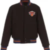 NY Knicks Embroidered Black Wool Varsity Jacket