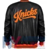 New York Knicks Leather Black And Orange Varsity Jacket