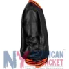 New York Knicks Varsity Black And Orange Leather Jacket