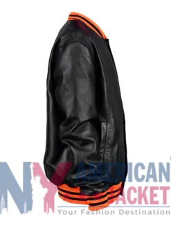 New York Knicks Varsity Black And Orange Leather Jacket