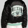 New York Liberty Zip Up Black Satin Bomber Jacket