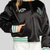 New York Liberty Zip Up Black Satin Jacket