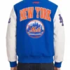 New York Mets City Arch Blue and White Varsity Jacket Back