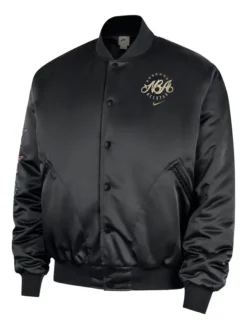 Nike NBA All-Star 2026 Black Satin Varsity Jacket
