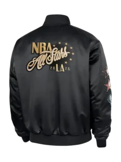 Nike NBA All-Star 2026 Black Satin Varsity Jacket Back