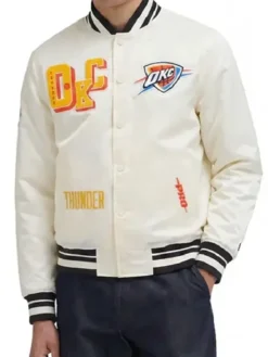 Oklahoma City Thunder Best of Rib Satin Off-White Jacket