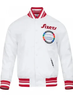 Philadelphia 76ERS City Edition 24-25 Rib White Satin Jacket