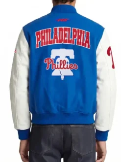Philadelphia Phillies City Arch Full-Snap Navy Blue and White Varsity Jacket Back
