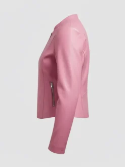 Pink Vegan Leather Biker Jacket For Women