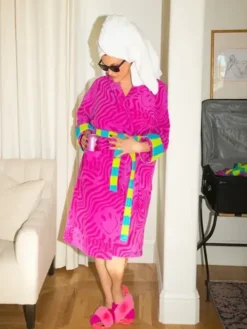 Poppi Pink Terry Towel Bathrobe