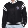 Printed Logo Colorado Rockies Satin Varsity Jacket