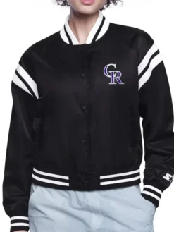 Printed Logo Colorado Rockies Satin Varsity Jacket