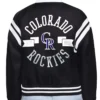 Printed Logo Colorado Rockies Varsity Satin Jacket