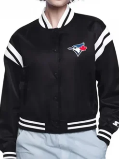 Printed Logo Toronto Blue Jays Satin Varsity Jacket