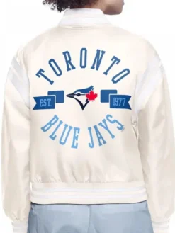 Printed Logo Toronto Blue Jays Varsity Satin Jacket