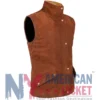Quilted Brown Suede Leather Fur Vest