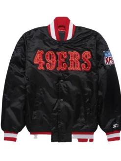 San Francisco 49ers Blackout Full-Snap Black Satin Jacket