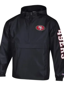 San Francisco 49ers Champion Black Packable Hooded Jacket