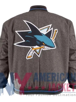 San Jose Sharks Wool Gray Varsity Jacket