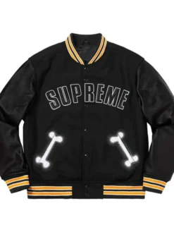 Supreme Bone Varsity Black Letterman Jacket