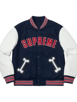 Supreme Bone Varsity Navy Letterman Jacket
