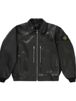 Supreme Island Stone Bomber Leather Jacket