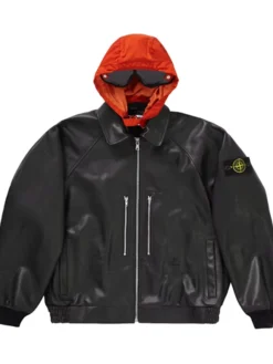 Supreme Stone Island Leather Bomber Jacket