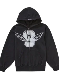 Supreme Wings Zip-Up Black Hooded Sweatshirt