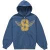 Supreme Wings Zip-Up Blue Hooded Sweatshirt