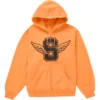 Supreme Wings Zip-Up Orange Hooded Sweatshirt