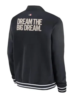 Texas Rangers Nike Authentic Collection City Connect Full-Zip Black Bomber Jacket Back