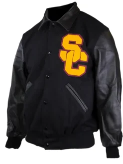 USC Trojans SC Interlock Black Varsity Jacket