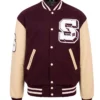 Varsity Maroon And Beige Jacket