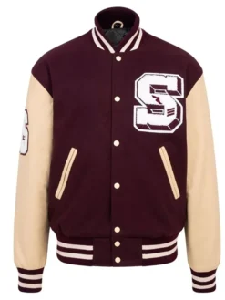 Varsity Maroon And Beige Jacket