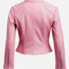 Vegan Pink Biker Leather Jacket For Women