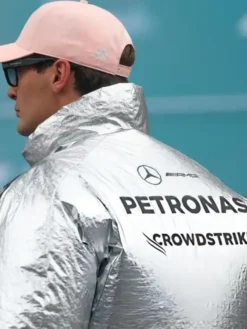 2026 F1 Grand Prix Of Miami George Russell Adidas Silver Puffer Jacket