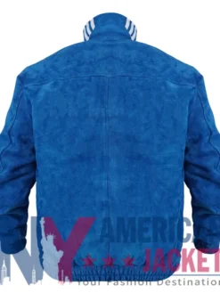 2026 Manchester United Pre-Match Adidas Chinese New Year Blue Suede Jacket Back