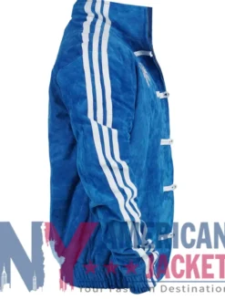 2026 Manchester United Pre-Match Adidas Chinese New Year Blue Suede Jacket Right