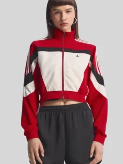 Adidas Blocking Cropped Red Jacket