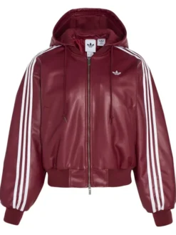 Adidas Originals FW25 Wine Red Leather Jacket