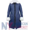 Allie Hayes Blue Denim Coat from Off Campus 2026 with Viscose Lining and Buttoned Closure
