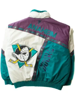 Anaheim Ducks Vintage Bomber Full Snap Jacket For Men and Women