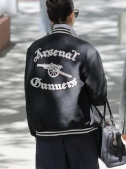Arsenal Gunners Anne Hathaway Black Varsity Jacket