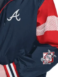 Alternative view of Atlanta Braves Legacy Lightweight Navy and Red Hooded Jacket