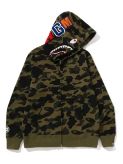 Bape 1st Camo Shark Full-Zip Green Hoodie