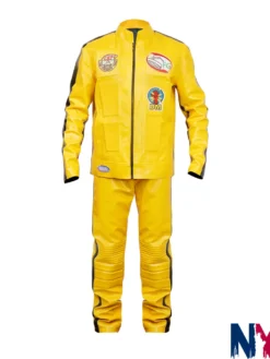 Beatrix Kiddo Kill Bill Leather Yellow Costume Tracksuit front view