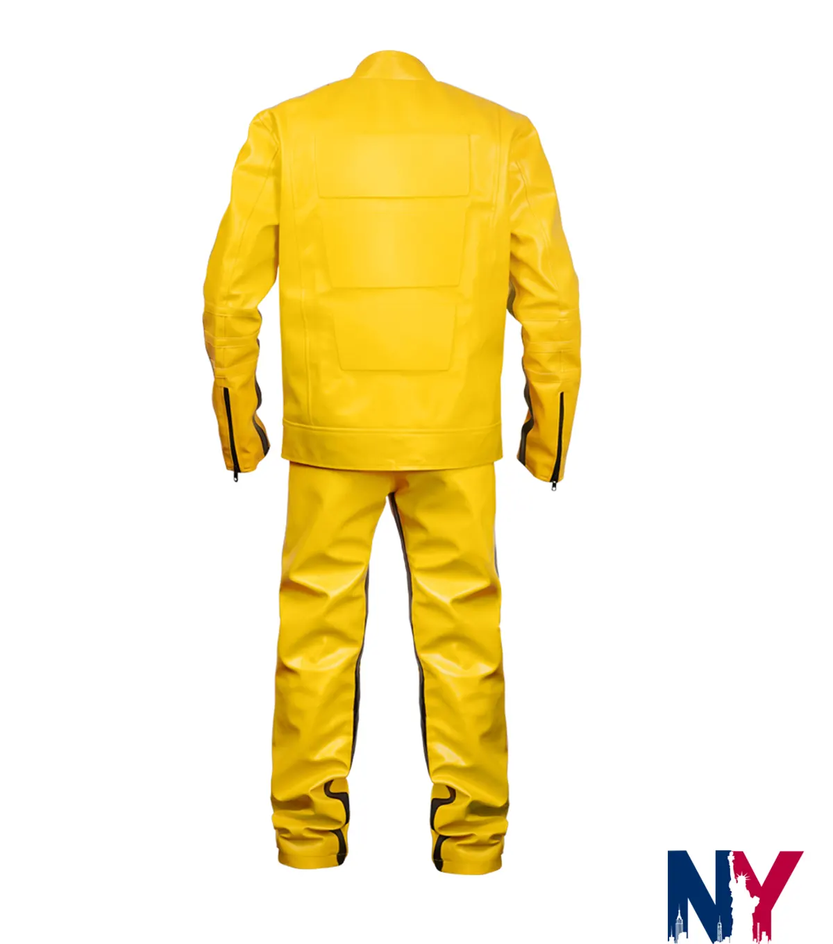 Beatrix Kiddo Kill Bill Leather Yellow Tracksuit Costume back view