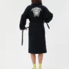 Blue Cotton-Terry Jacquard Bathrobe