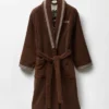 Brown Cotton-Terry Jacquard Bathrobe